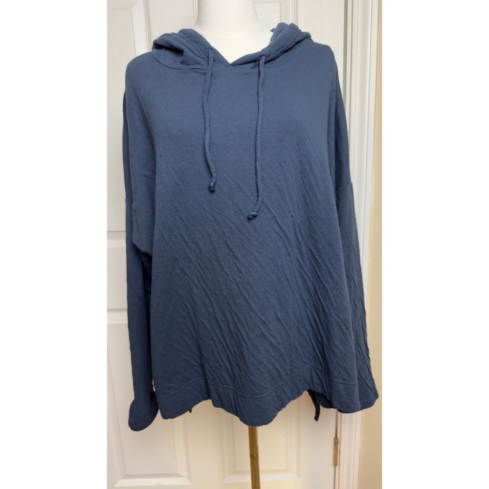Cut‎ Loose Women Blue Slub Jersey Hoodie L/XL Cotton Blend Made in USA Lagenlook